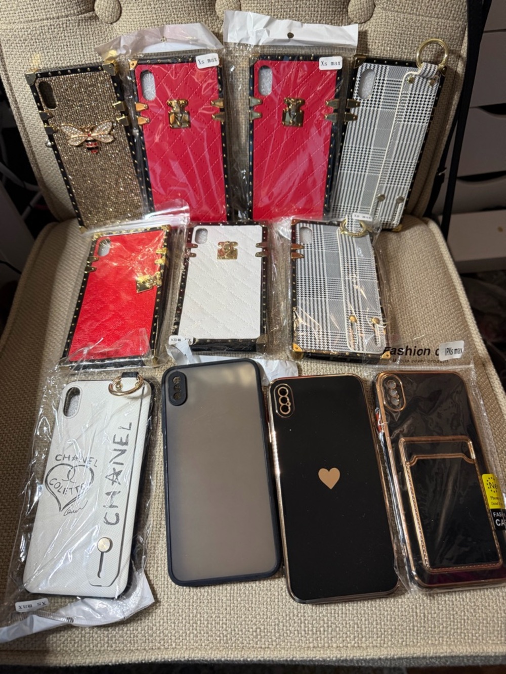 Designer-Inspired Quilted Phone Case Pack - Red, White, Black - Picture 2 of 2